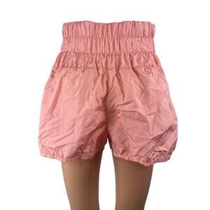 Free People The Way Home Pink High Rise Smocked Activewear Athletic Shorts Sz M
